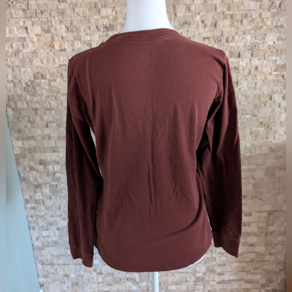 Nike Women's Swoosh Logo Bronze Brown Long Sleeve Tee Cotton Sz XS Athleisure image 8